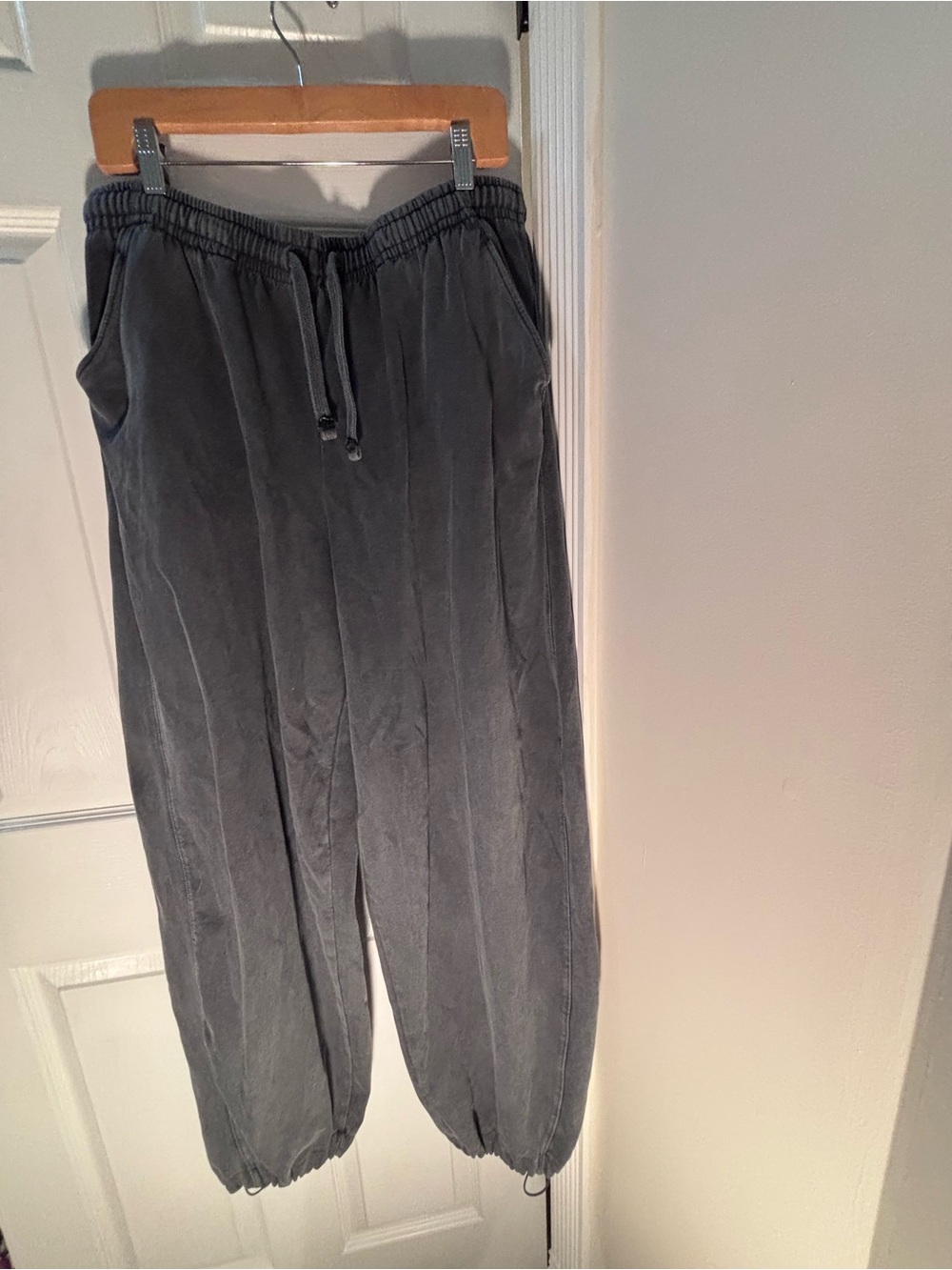 Bershka Men's Washed Charcoal Drawstring Joggers